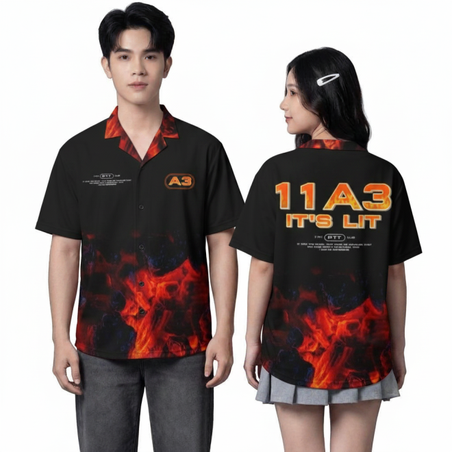 SƠ MI HỌA TIẾT DUNG NHAM ĐỎ - ĐEN-1